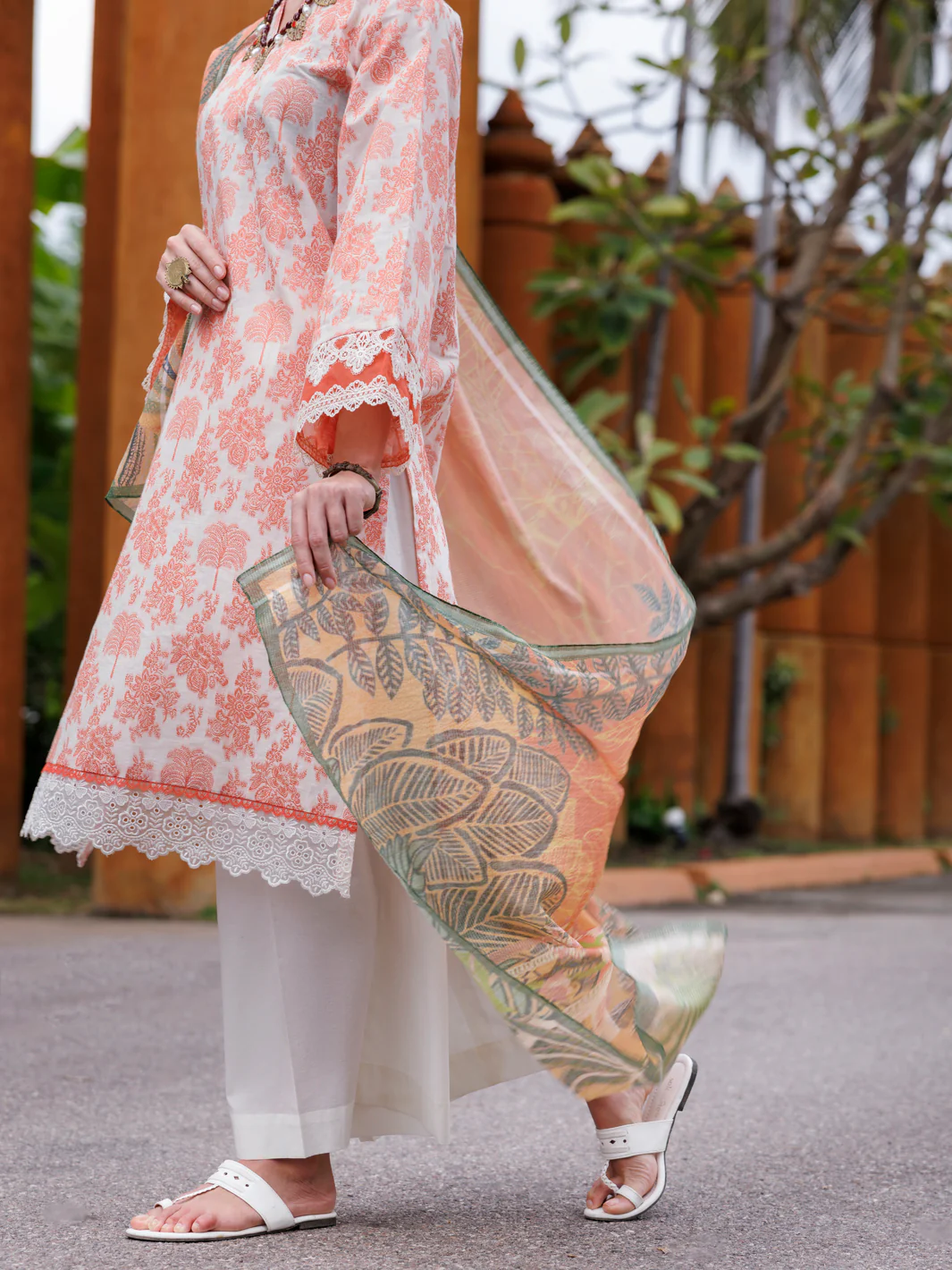 Peach Jacquard 3Pc Stitched - ALP-3PS-2013 - Image 4