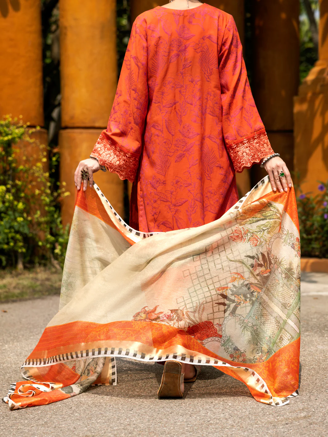 Orange Jacquard 3Pc Stitched - ALP-3PS-2014 - Image 2