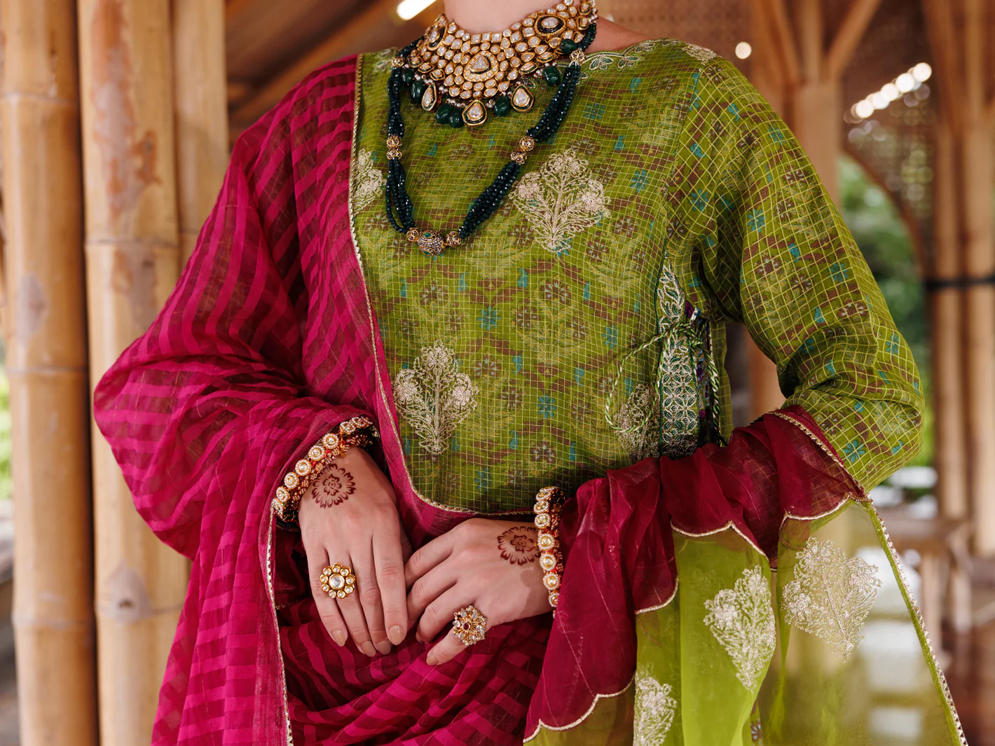Green Maple Silk 3Pc Unstitched - ALP-3PS-2026 - Image 3