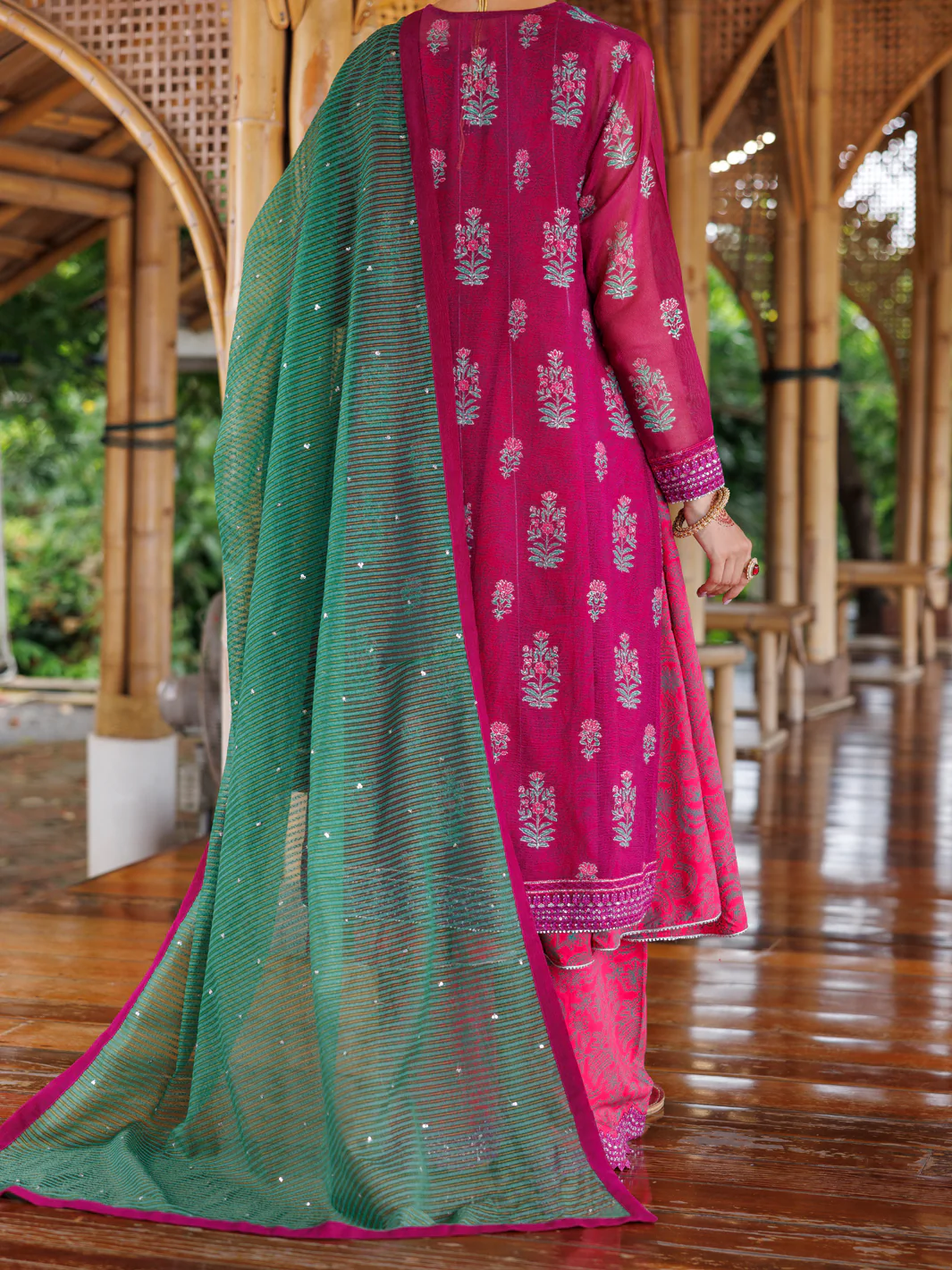 Magenta Maple Silk 3Pc Unstitched - ALP-3PS-2027 - Image 2