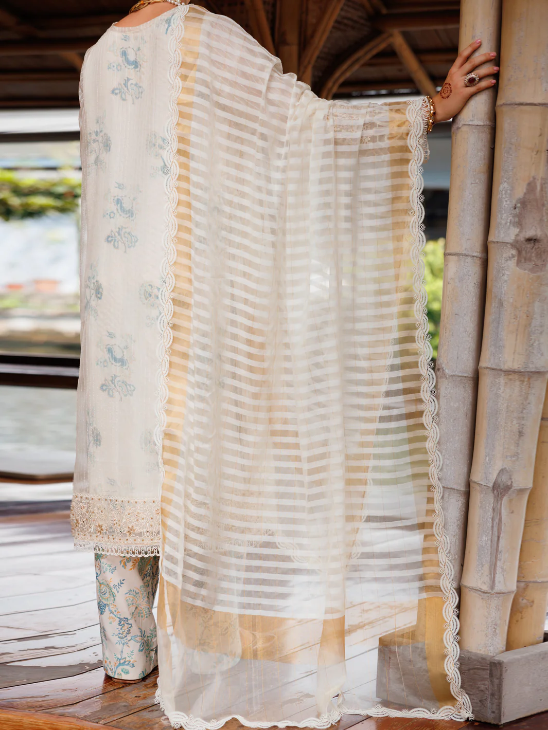 Cream Organza 3Pc Stitched - ALP-3PS-2029 - Image 2