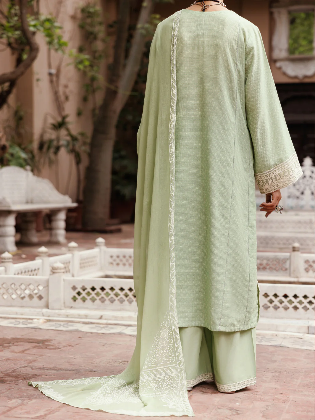 Light Green Cotton Dobby 3Pc Stitched - ALP-3PS-2049 - Image 2