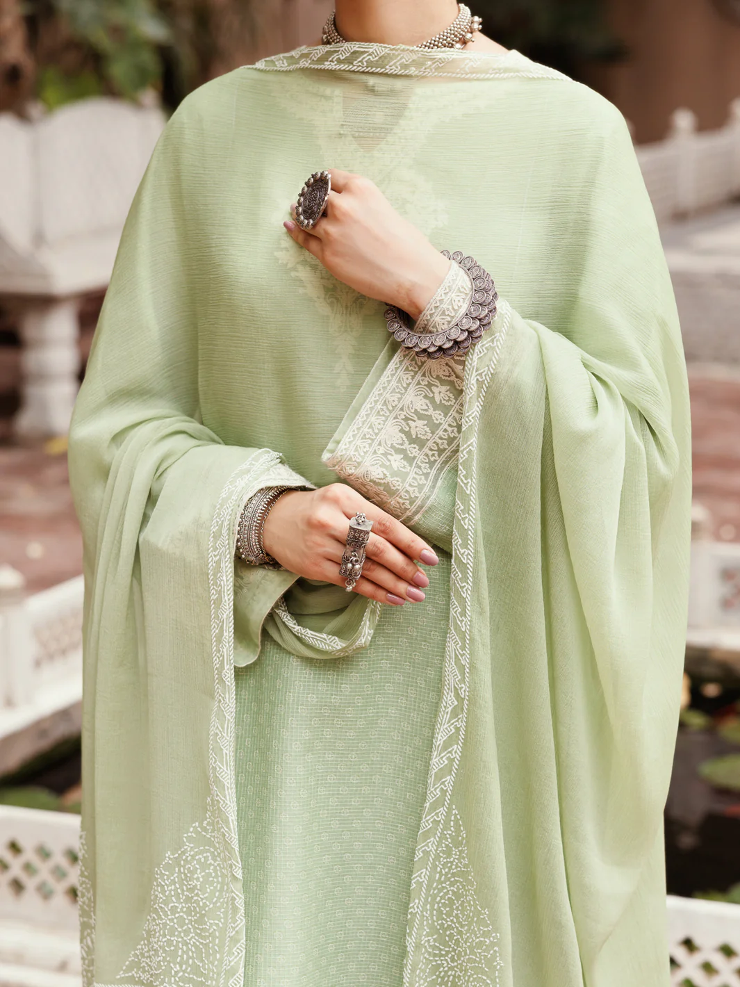 Light Green Cotton Dobby 3Pc Stitched - ALP-3PS-2049 - Image 4