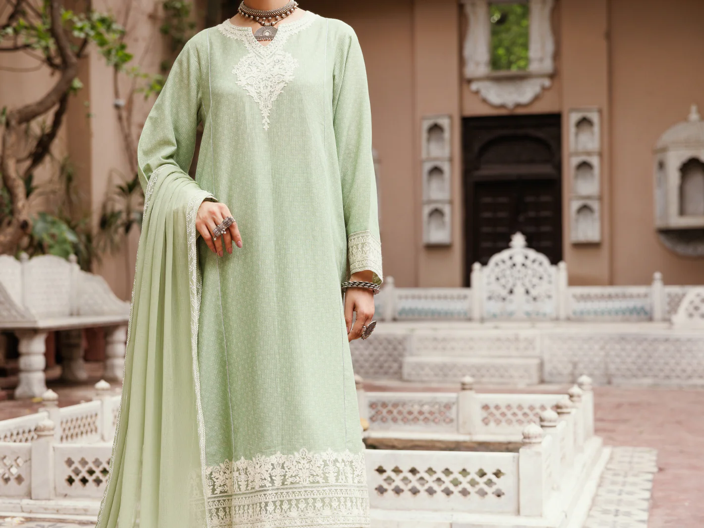 Light Green Cotton Dobby 3Pc Stitched - ALP-3PS-2049 - Image 5