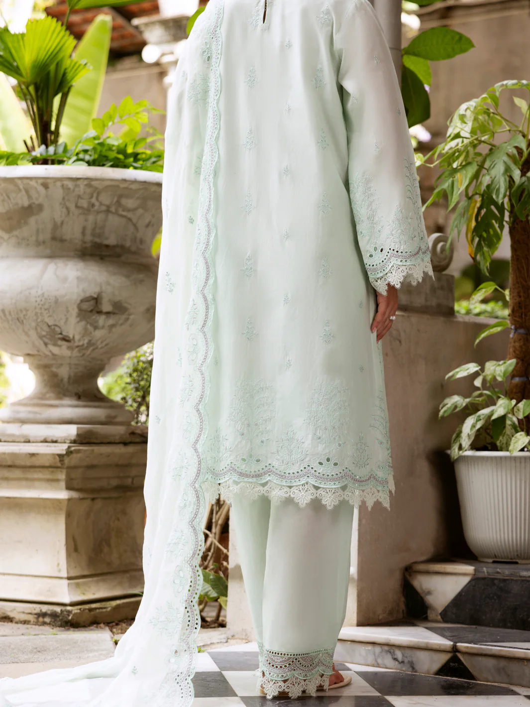 Light Green Schiffli Lawn 3Pc Stitched - ALP-3PS-2112 - Image 2