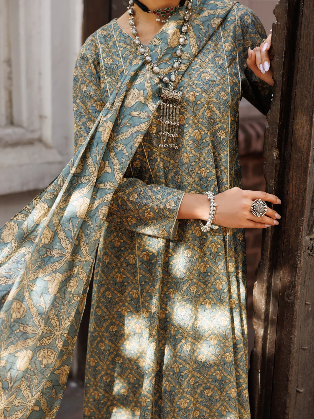 Mehndi Green Lawn 3Pc Stitched - ALP-3PS-2130 - Image 2