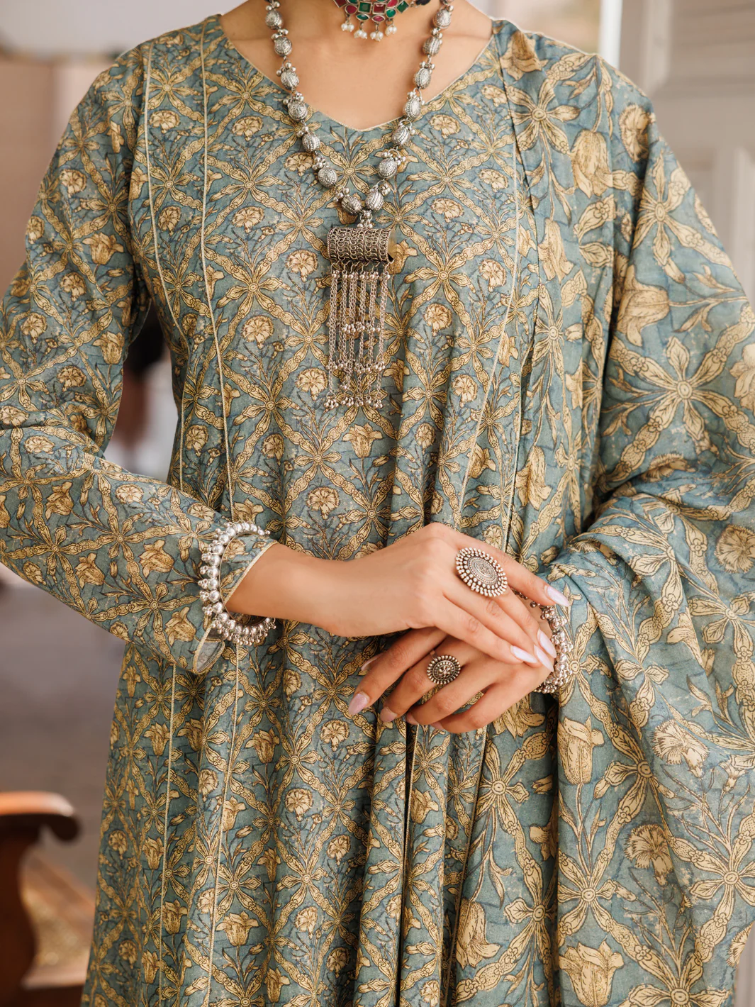 Mehndi Green Lawn 3Pc Stitched - ALP-3PS-2130 - Image 3