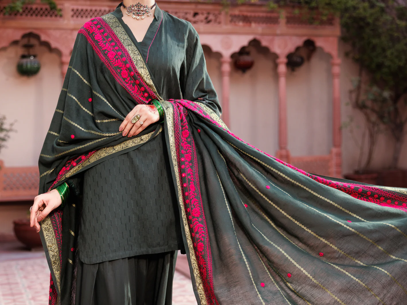 Green Cotton Dobby 3Pc Stitched - ALP-3PS-2134 - Image 5