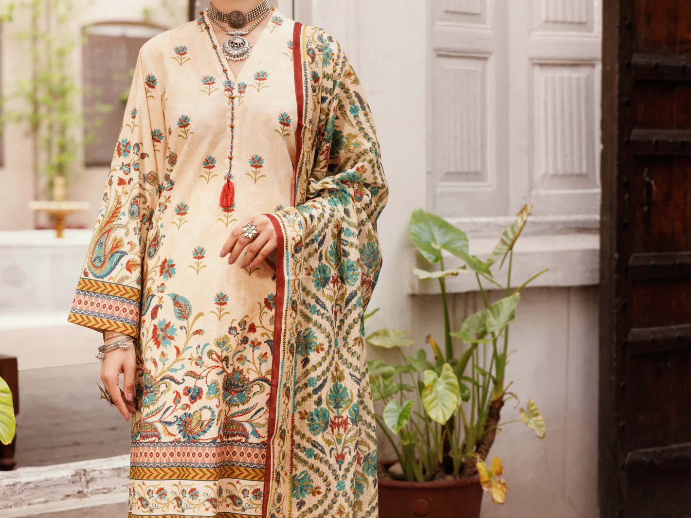 Beige Cambric 3Pc Stitched - ALP-3PS-2135 - Image 5