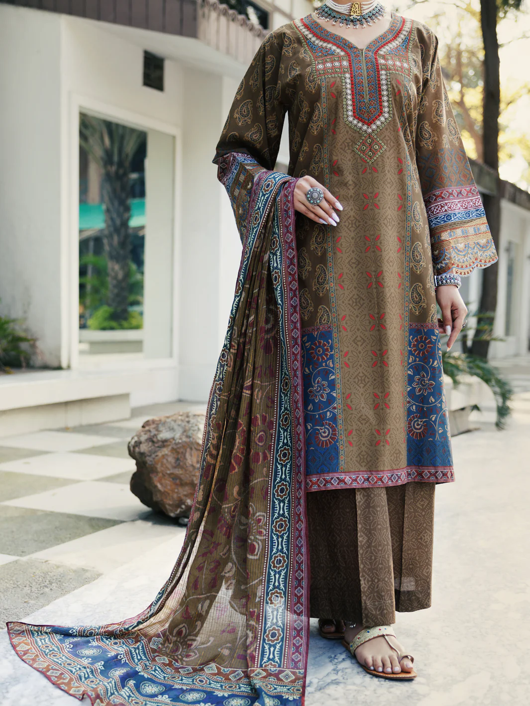 Mehendi Green Lawn 3Pc Stitched - ALP-3PS-2139