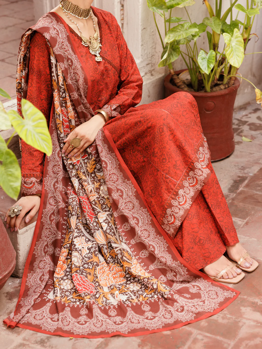 Maroon Cambric 3Pc Stitched - ALP-3PS-2144 - Image 5