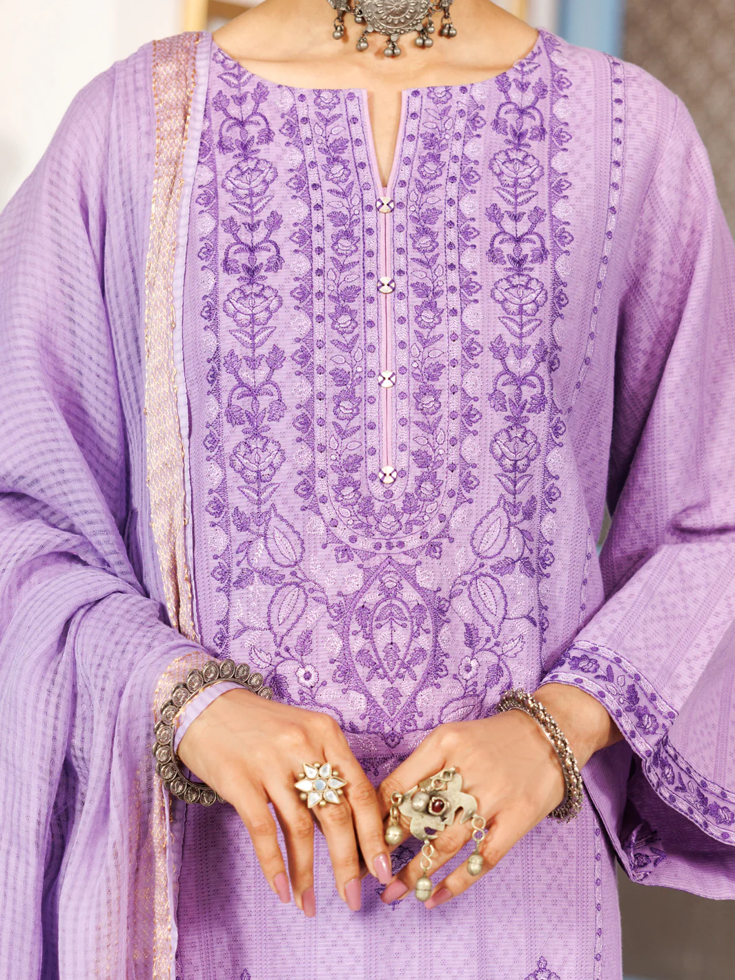 Light Purple Dobby 3Pc Stitched - ALP-3PS-2163 - Image 3