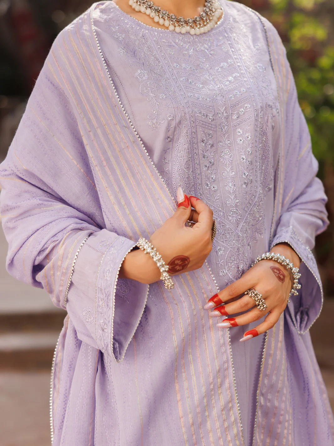 Lilac Cotton Dobby 3Pc Stitched - ALP-3PS-2165 - Image 3