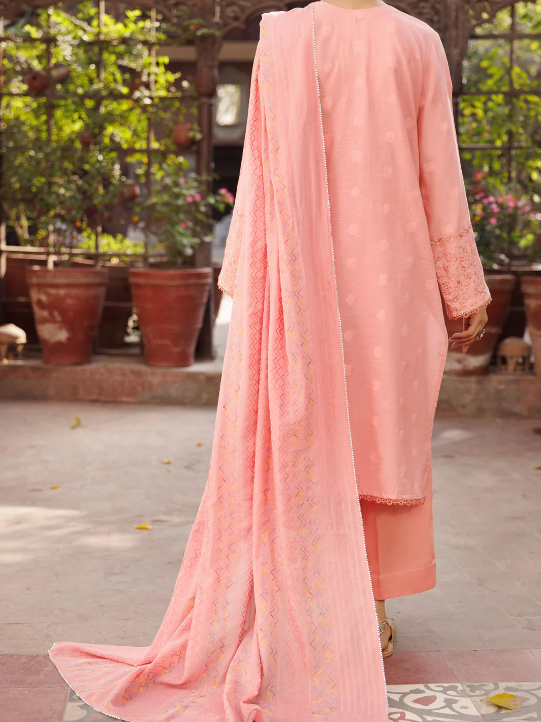 Peach  Dobby 3Pc Stitched - ALP-3PS-2166 - Image 4
