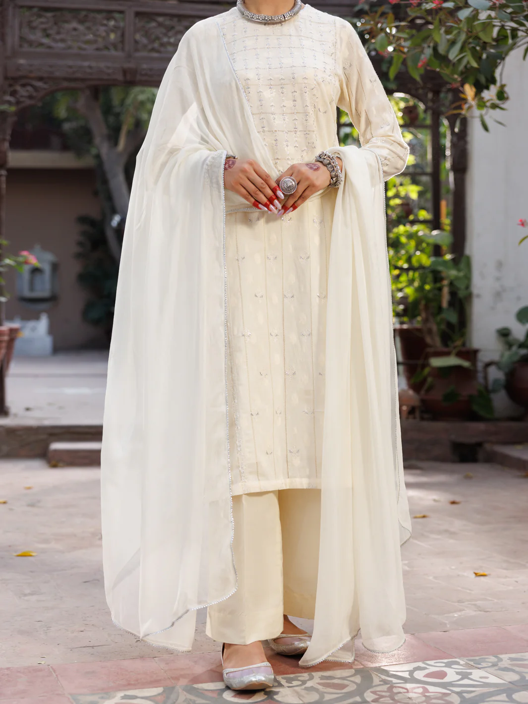 Off White Dobby 3Pc Stitched - ALP-3PS-2167