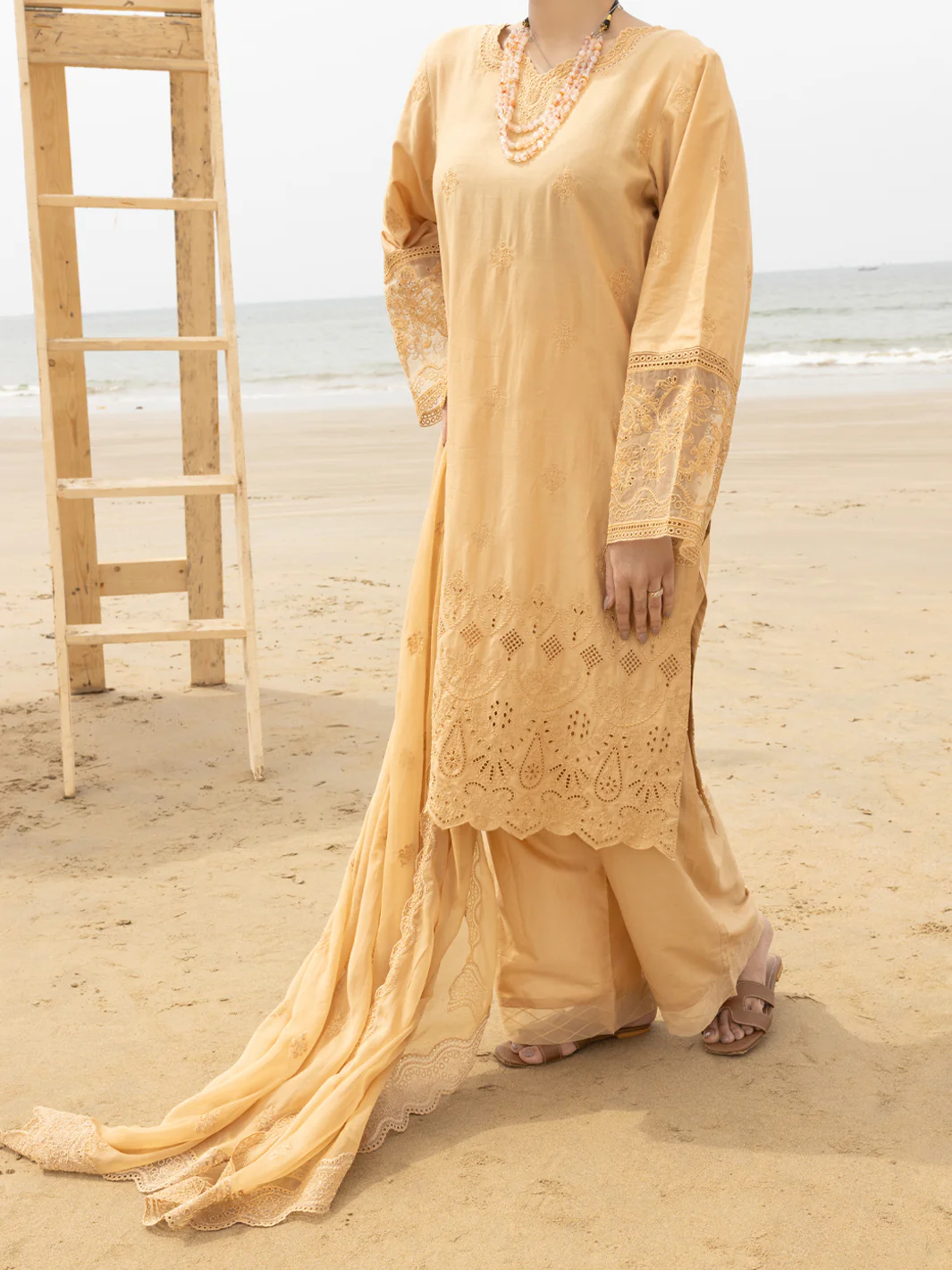 Khaki Schiffli Lawn 3Pc Stitched - ALP-3PS-2183 - Image 4