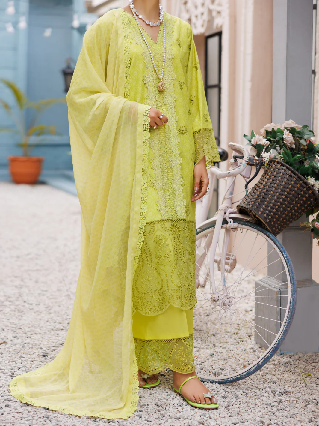 Lemon Schiffli Lawn 3Pc Stitched - ALP-3PS-2187