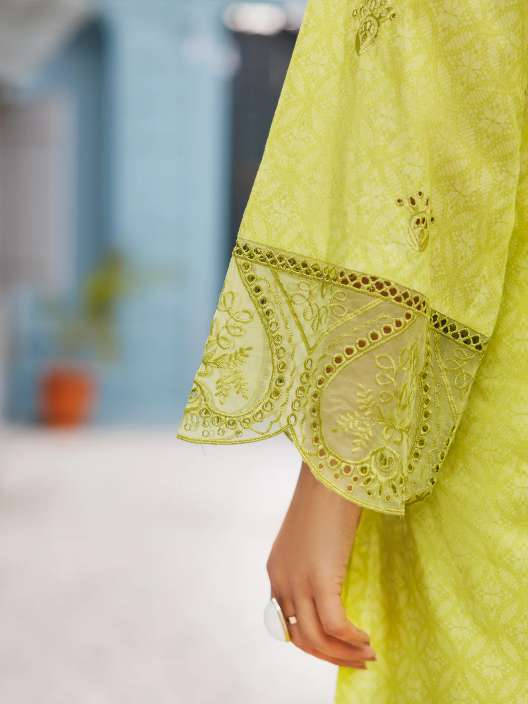 Lemon Schiffli Lawn 3Pc Stitched - ALP-3PS-2187 - Image 3