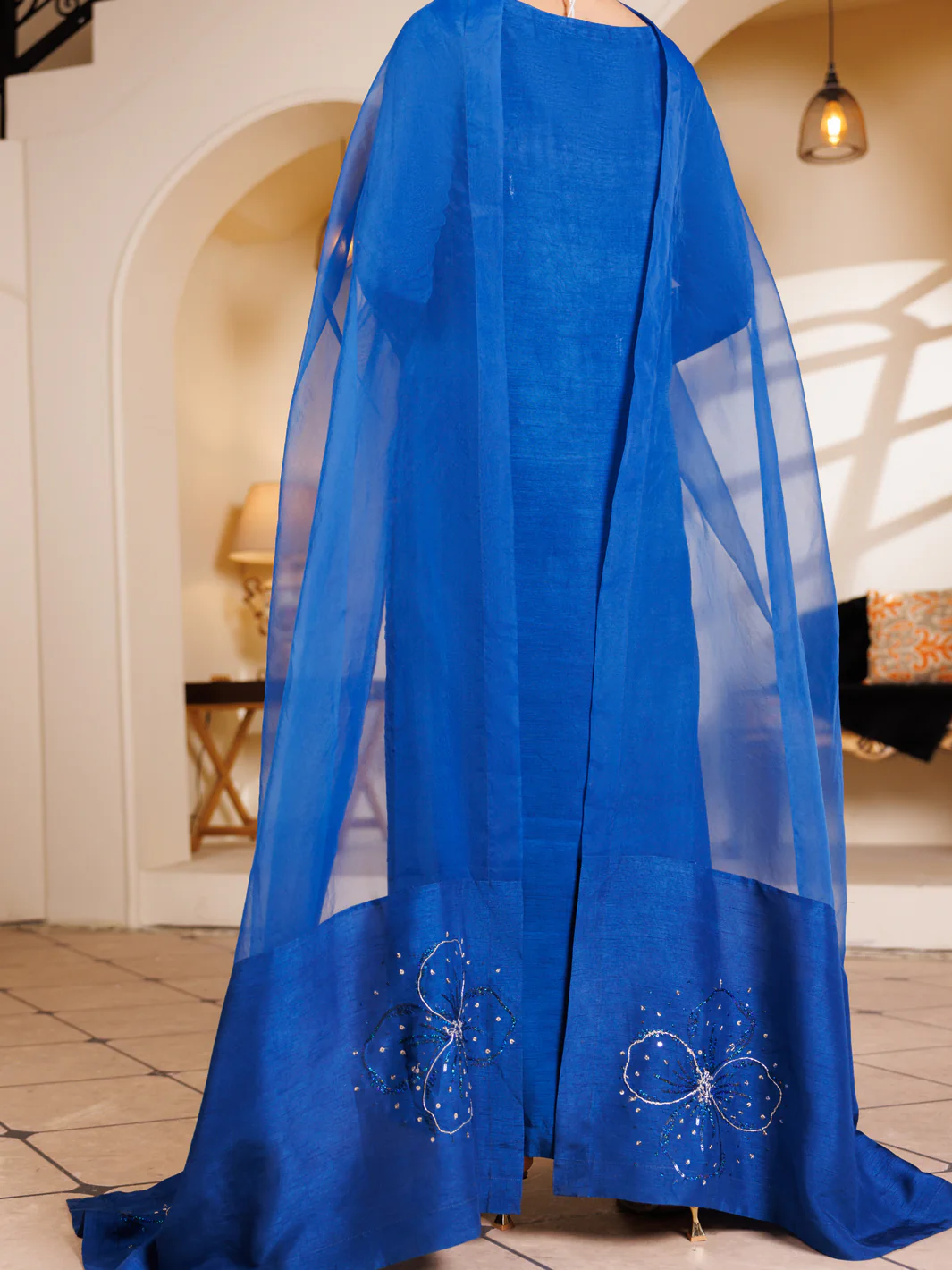 Blue Raw Silk 3Pc Stitched - ALP-3PS-2195 - Image 2