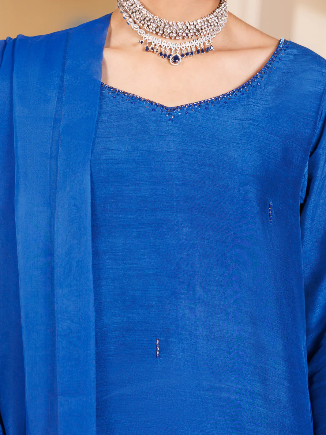 Blue Raw Silk 3Pc Stitched - ALP-3PS-2195 - Image 5