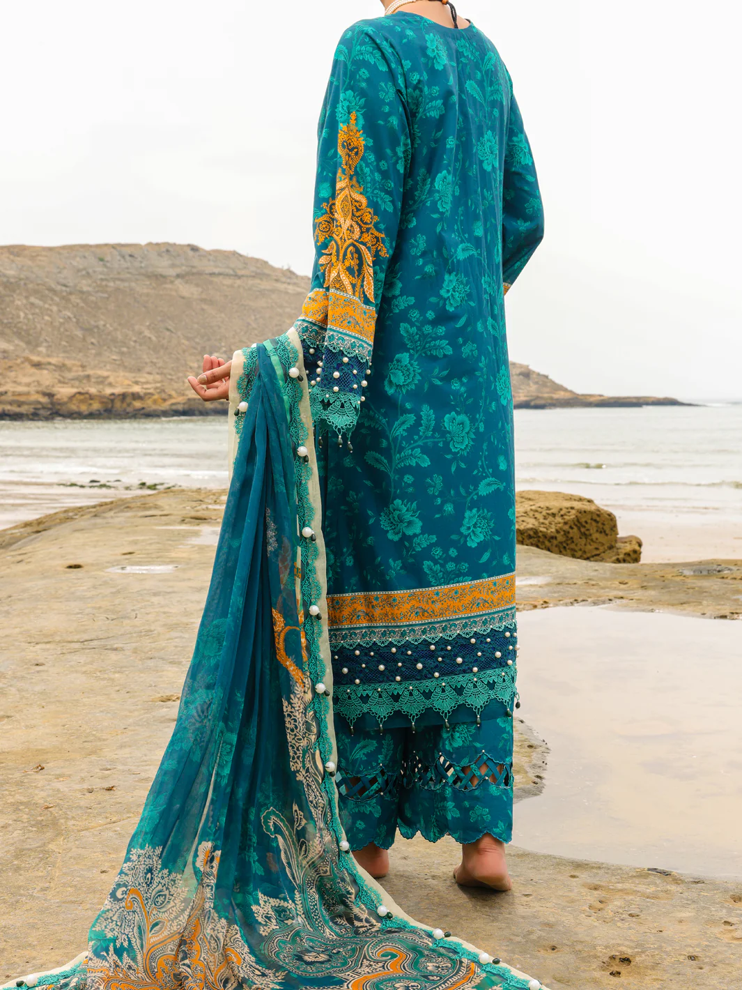 Teal Lawn 3Pc Unstitched - ALP-3PS-2222 - Image 2