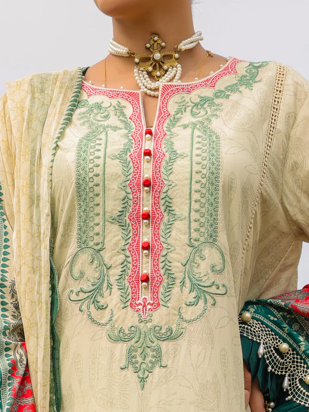 Pistachio Green Lawn 3Pc Unstitched - ALP-3PS-2223 - Image 2