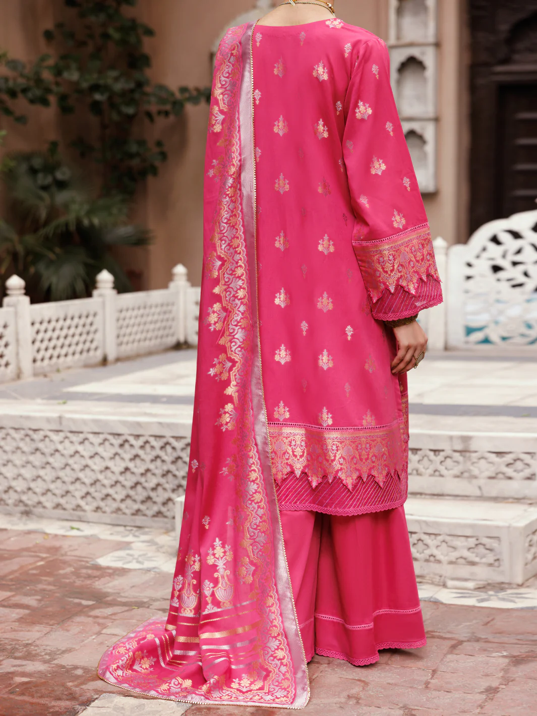 Fuchsia Viscose Jacquard 3Pc Unstitched - ALP-3PS-2228 - Image 5