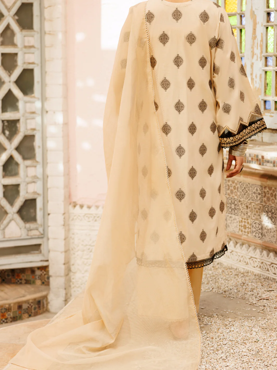 Khaki Yarn Dyed Jacquard 3Pc Stitched - ALP-3PS-2271 - Image 2