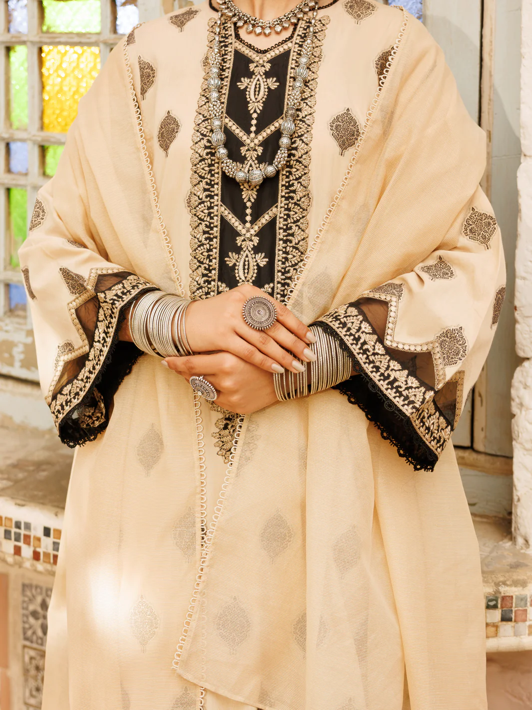 Khaki Yarn Dyed Jacquard 3Pc Stitched - ALP-3PS-2271 - Image 3