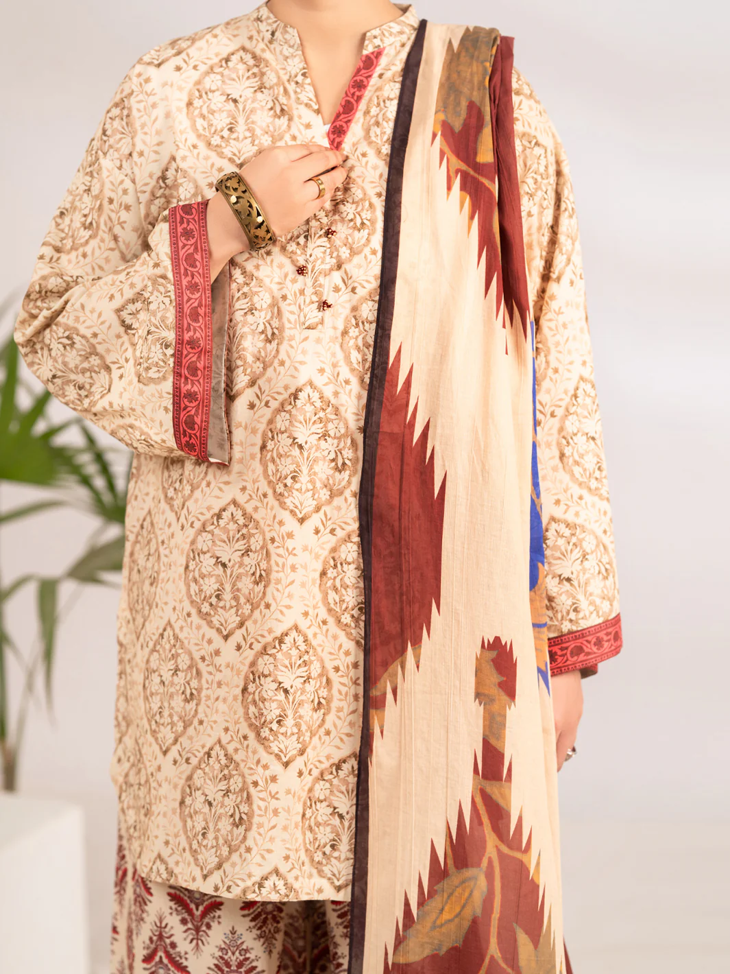 Beige Lawn 3Pc Stitched - ALP-3PS-2288 - Image 2