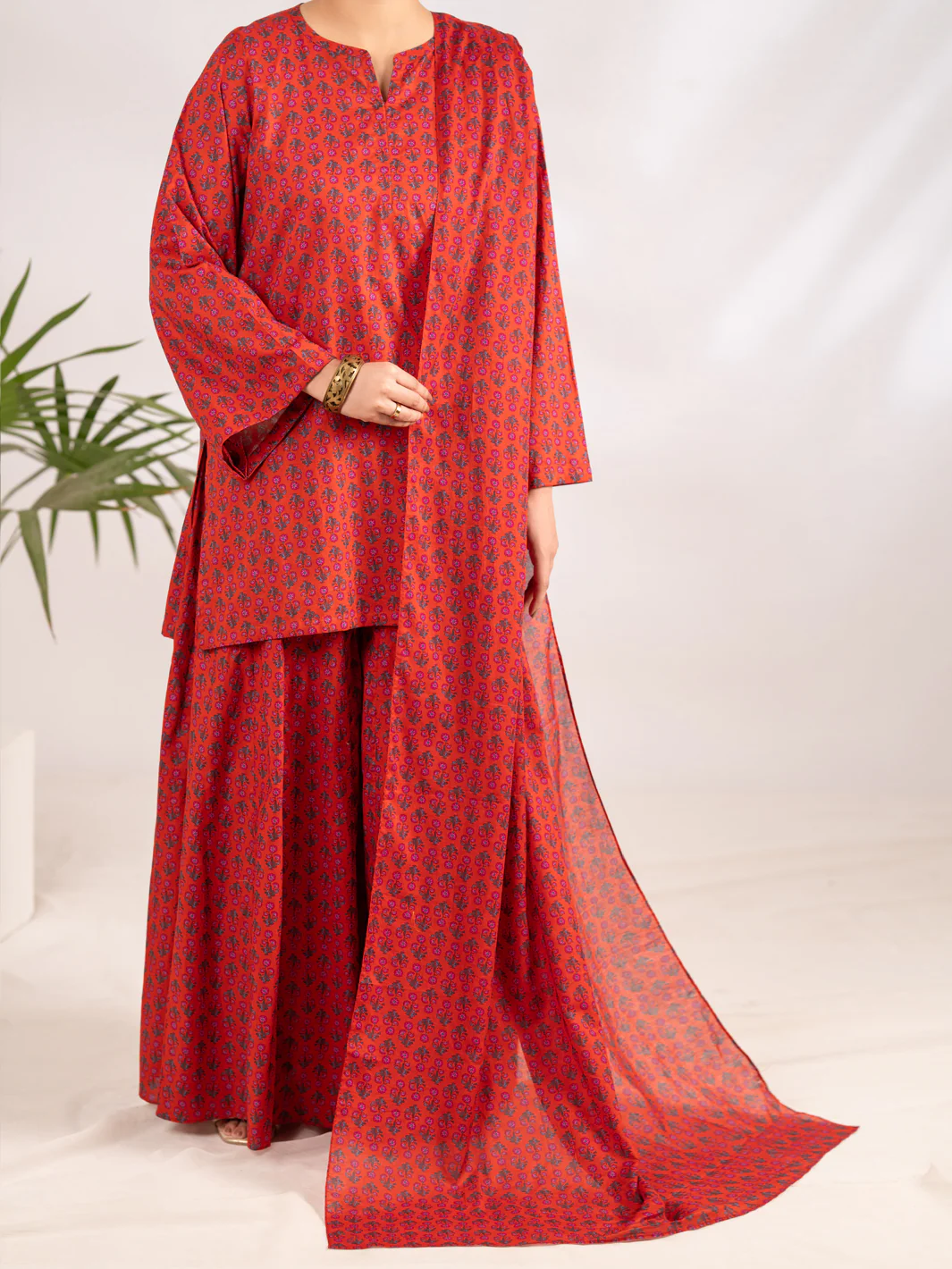 Red Lawn 3Pc Stitched - ALP-3PS-2296 - Image 5