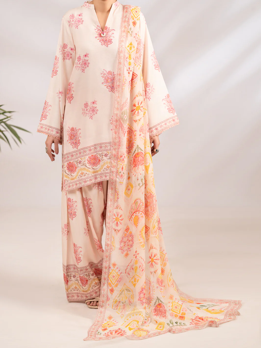 Peach Raw Silk 3Pc Stitched - ALP-3PS-2302