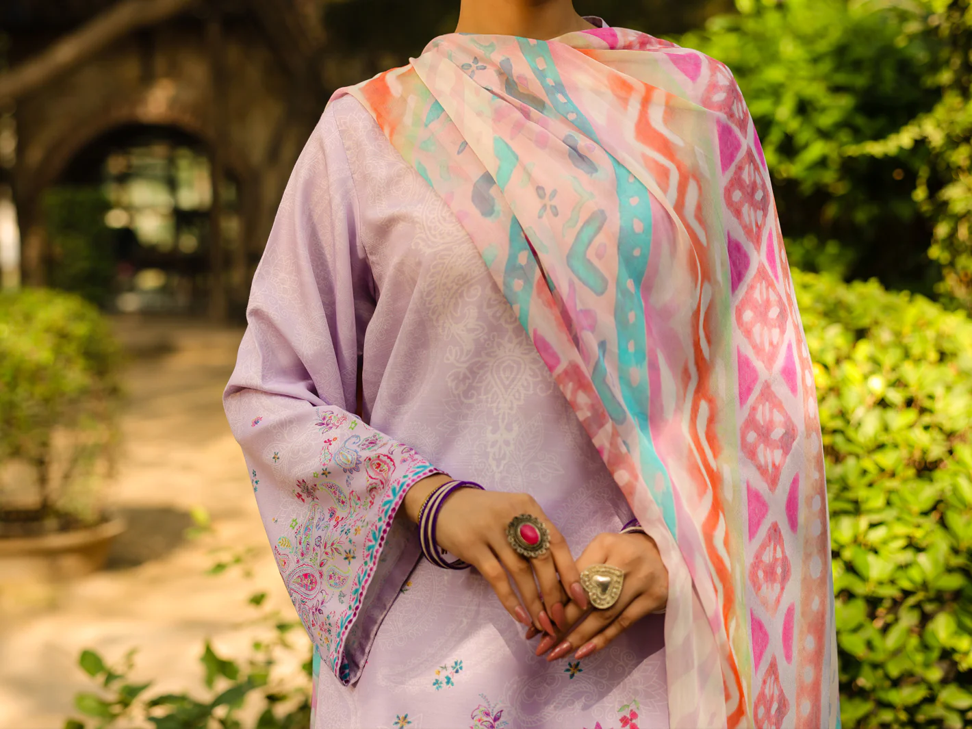 Lilac Raw Silk 3Pc Stitched - ALP-3PS-2304 - Image 4