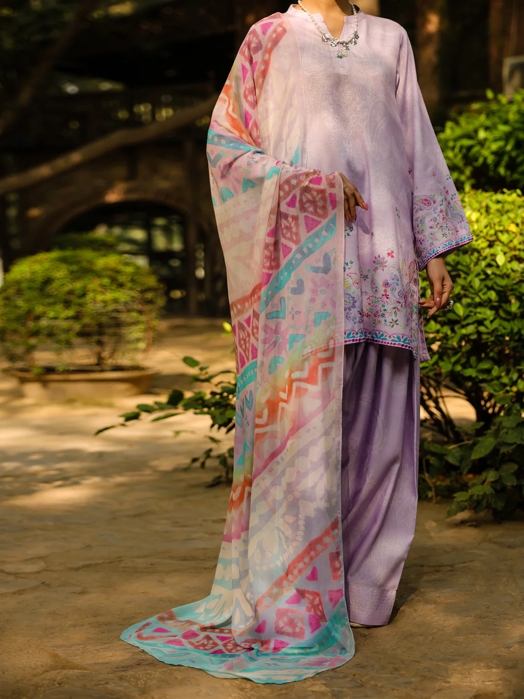 Lilac Raw Silk 3Pc Stitched - ALP-3PS-2304 - Image 5