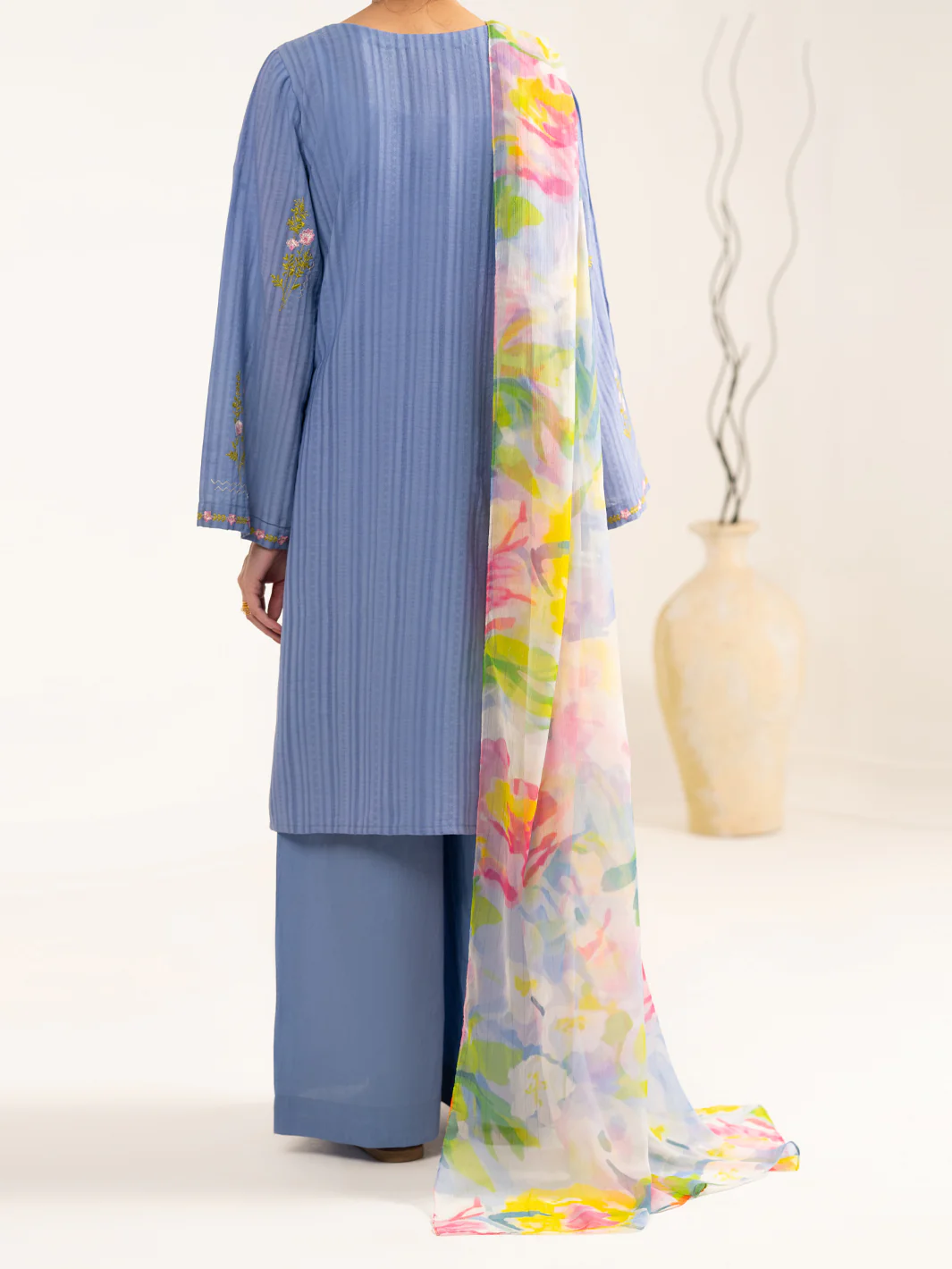 Blue Cotton Dobby 3Pc Unstitched - ALP-3PS-2324 - Image 3