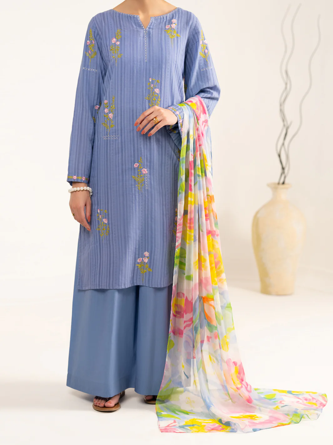 Blue Cotton Dobby 3Pc Stitched - ALP-3PS-2324 - Image 5