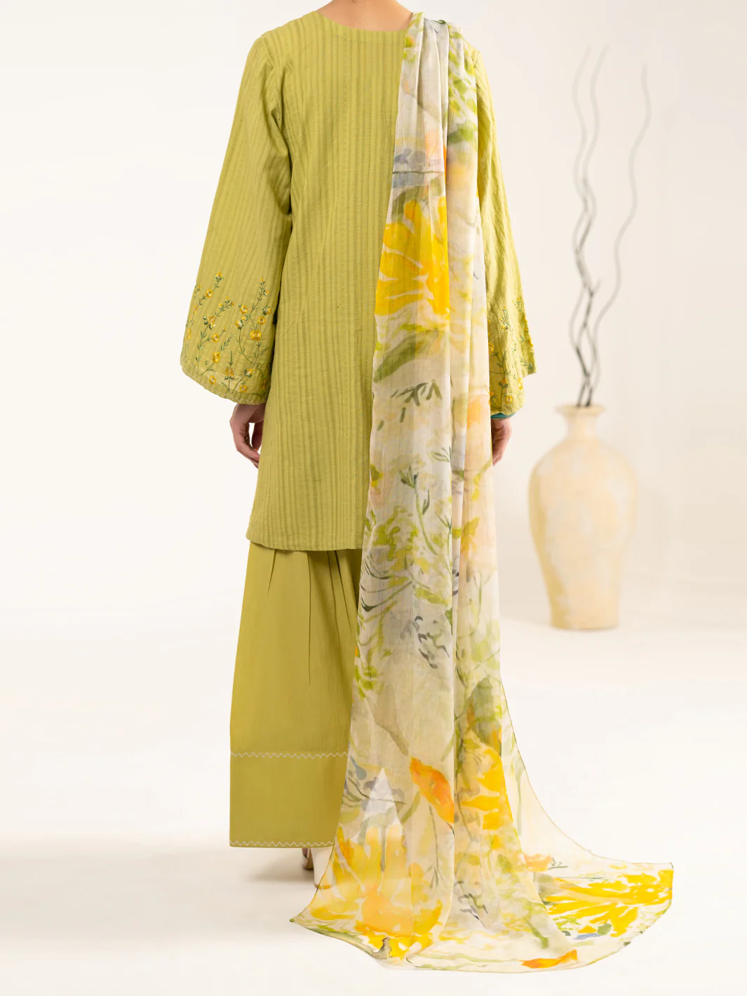Green Cotton Dobby 3Pc Stitched - ALP-3PS-2325 - Image 3