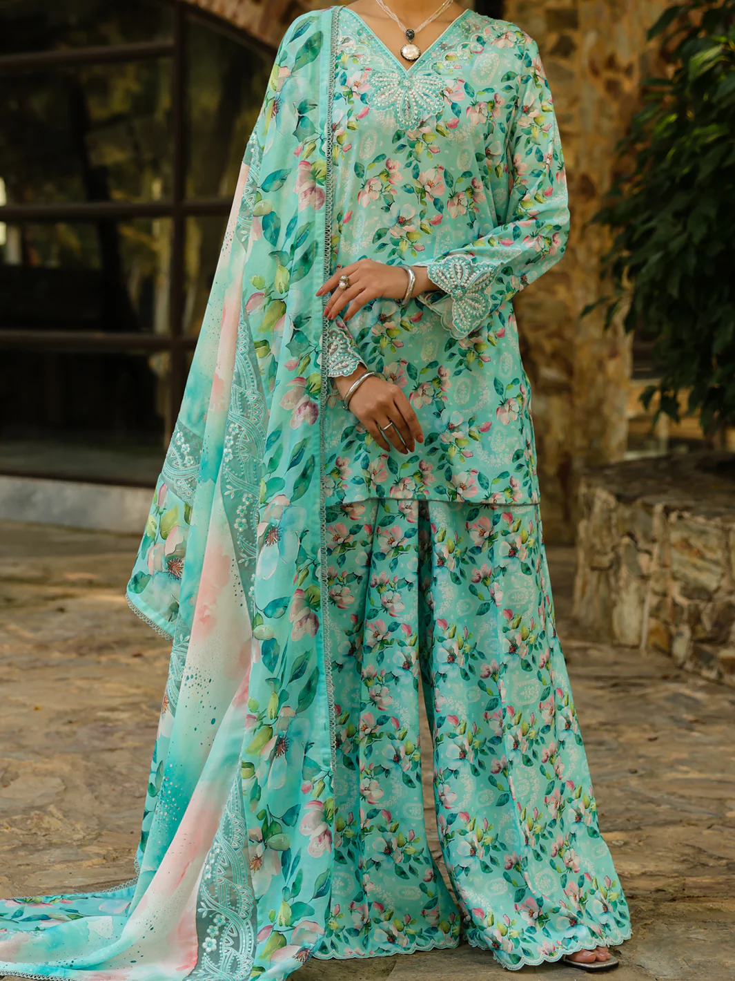 Light Green Silk Lawn 3Pc Stitched - ALP-3PS-2359