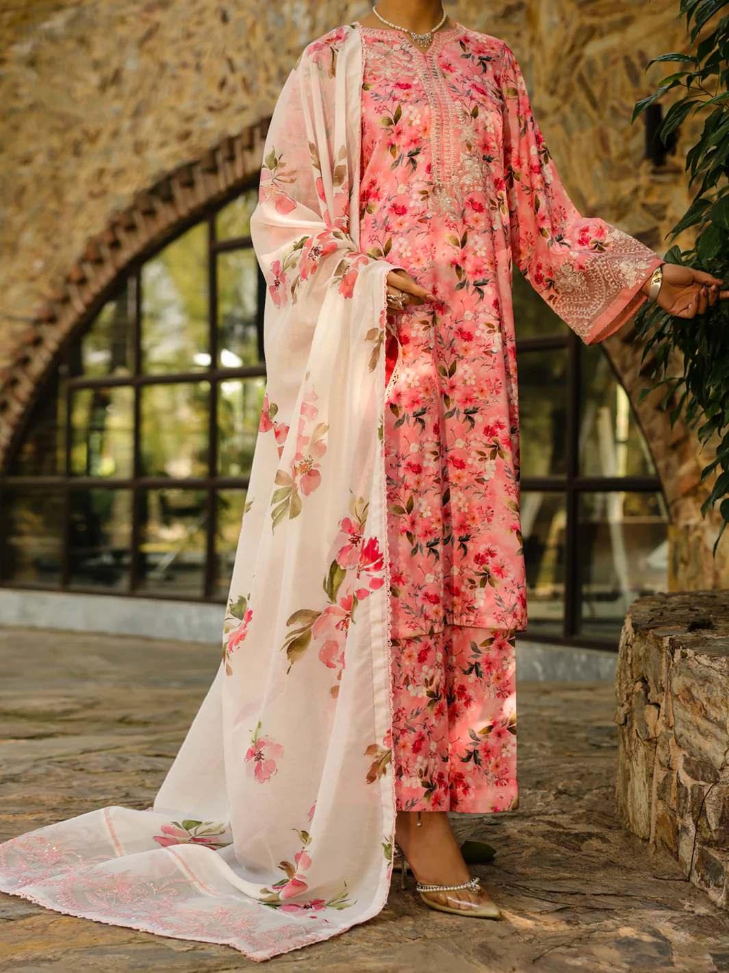 Pink Silk Lawn 3Pc Stitched - ALP-3PS-2360 - Image 5