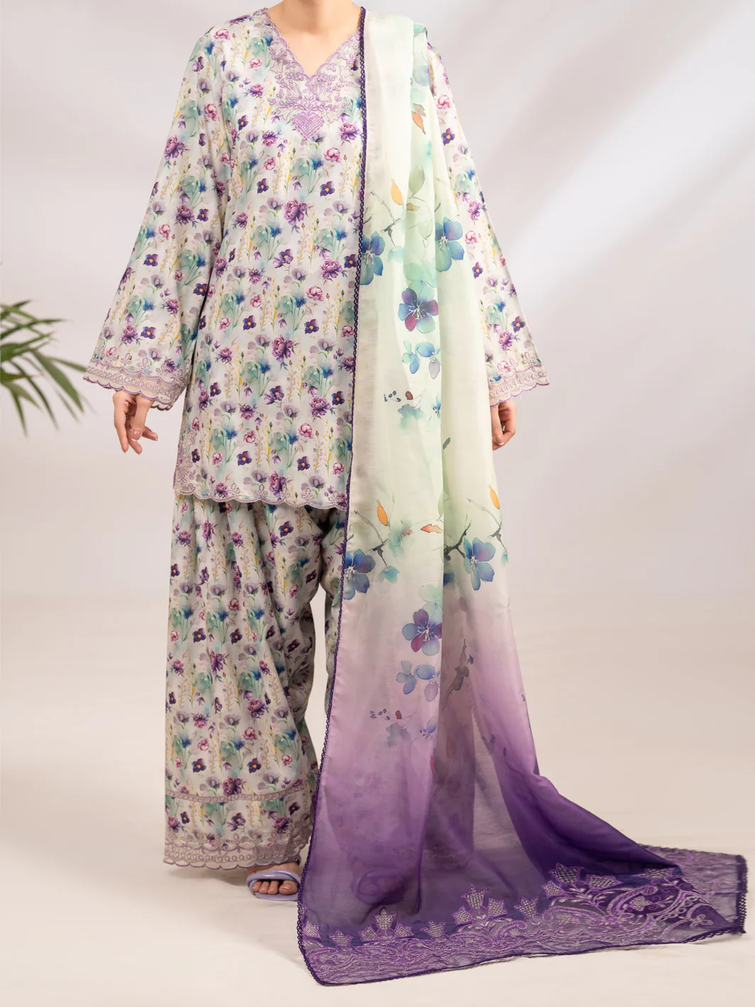 Light Green Silk Lawn 3Pc Stitched - ALP-3PS-2361