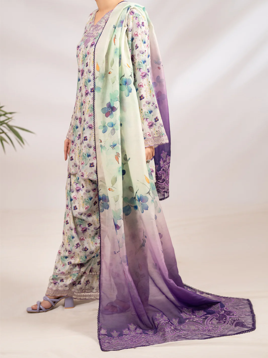 Light Green Silk Lawn 3Pc Stitched - ALP-3PS-2361 - Image 5