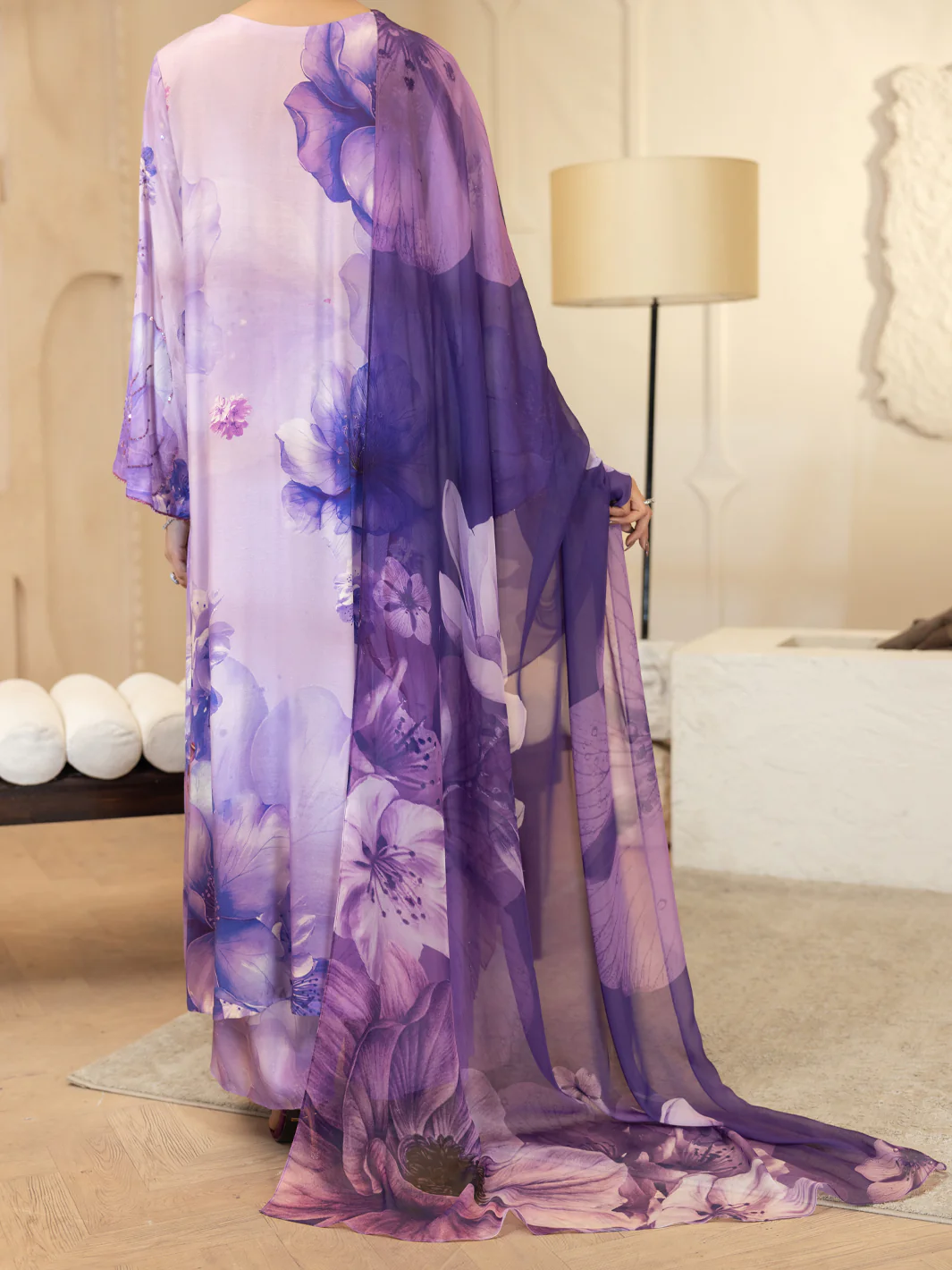 Purple Thai Silk Stitched 3Pc - ALP-3PS-2373 - Image 2
