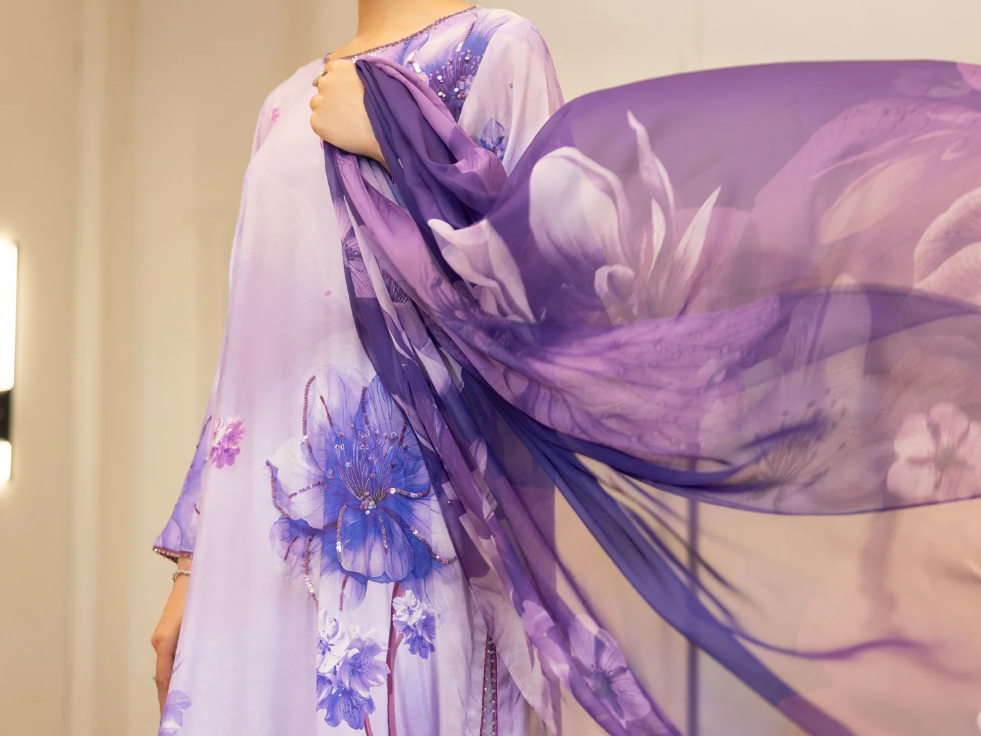 Purple Thai Silk Stitched 3Pc - ALP-3PS-2373 - Image 4