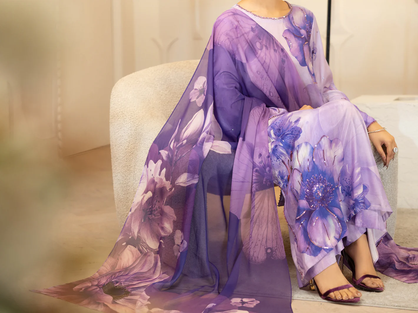 Purple Thai Silk Stitched 3Pc - ALP-3PS-2373 - Image 5