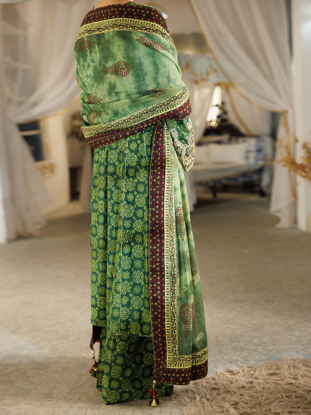 Green Thai Silk Stitched 3Pc - ALP-3PS-2382 - Image 2