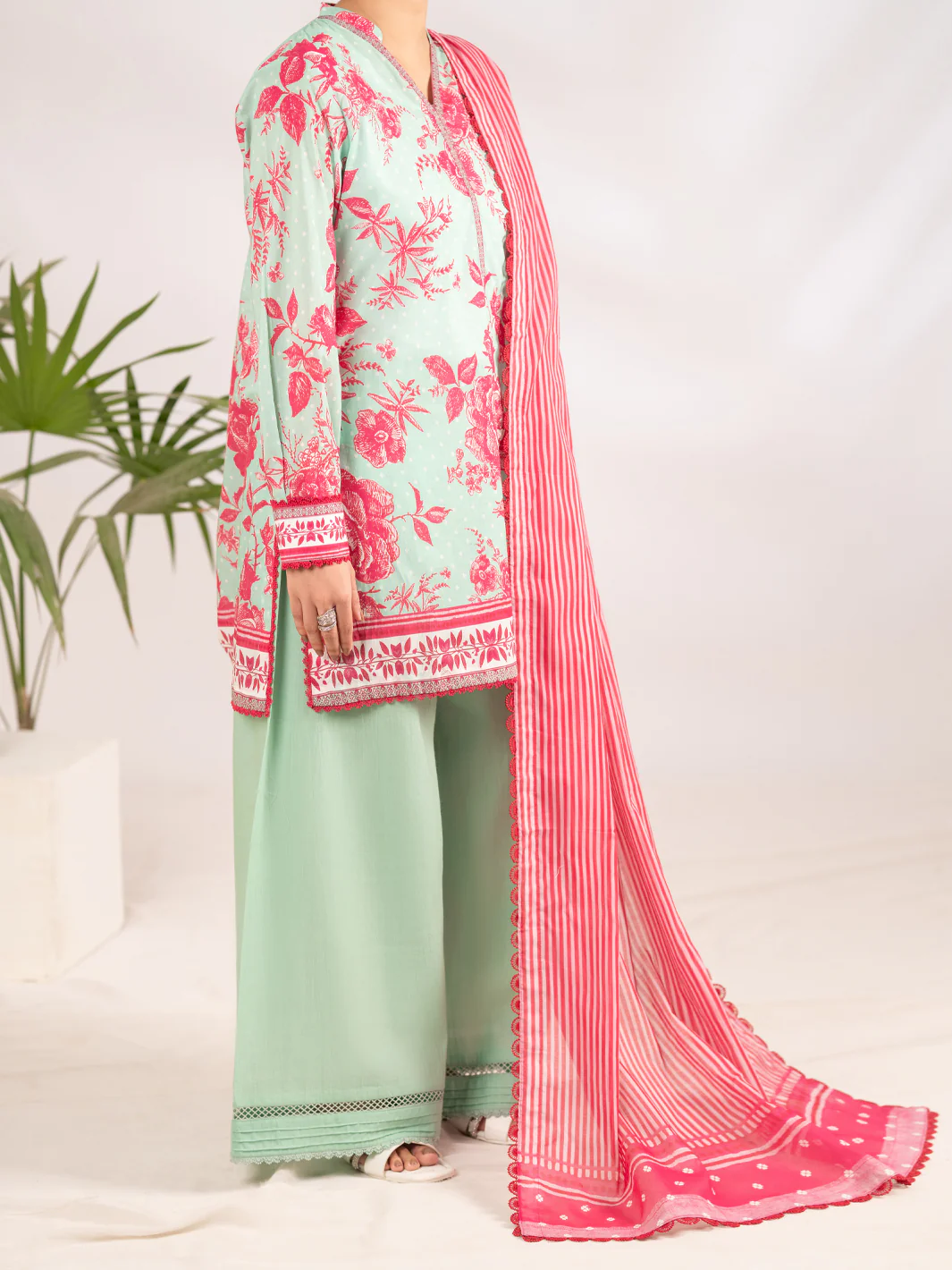 Aqua Blue Lawn 3Pc Unstitched - ALP-3PS-2394 - Image 5