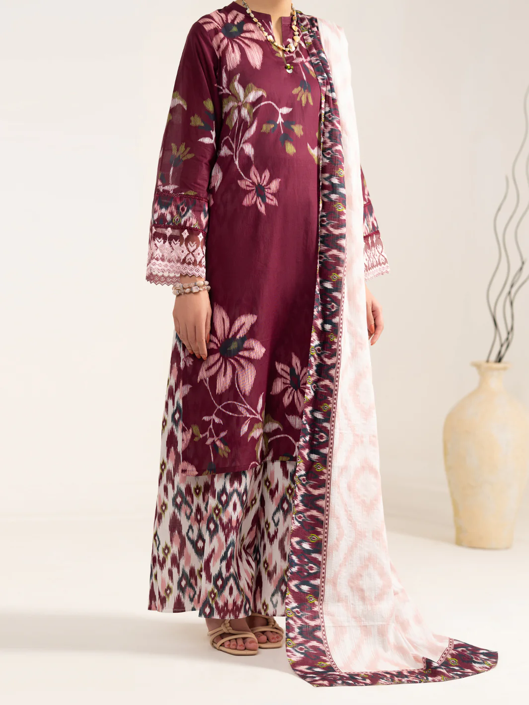 Maroon Lawn 3Pc Unstitched - ALP-3PS-2431 - Image 6