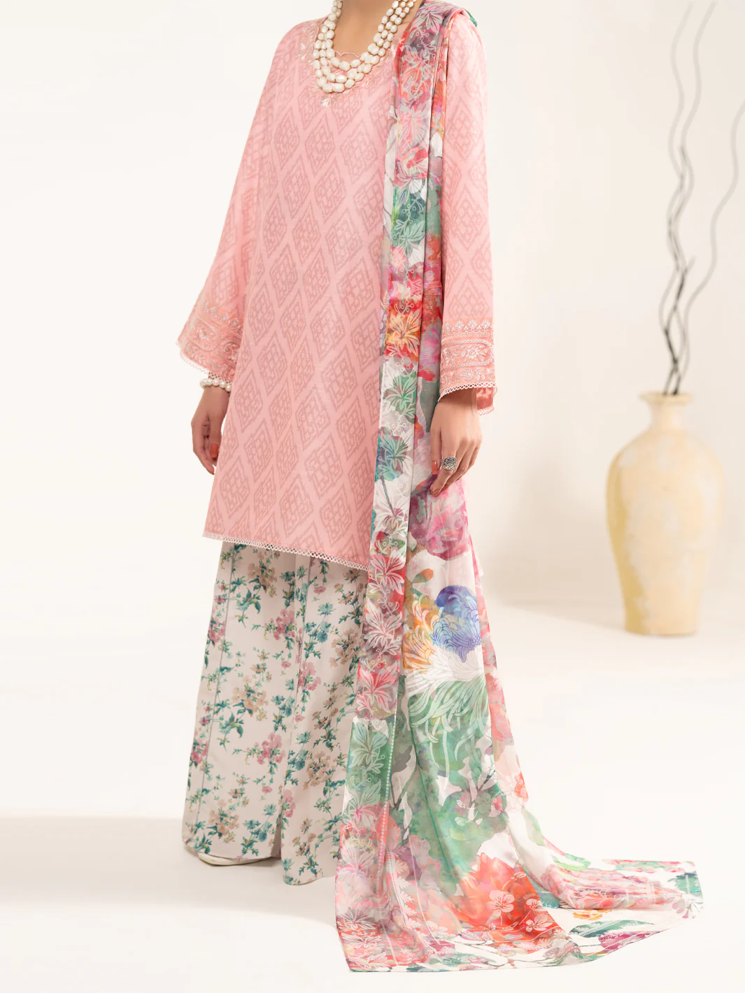 Pink Raw Silk 3Pc Unstitched - ALP-3PS-2446 - Image 5