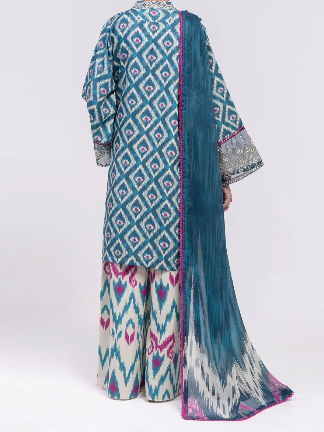 Teal Swiss Jacquard 3Pc Unstitched - ALP-3PS-2460 - Image 3