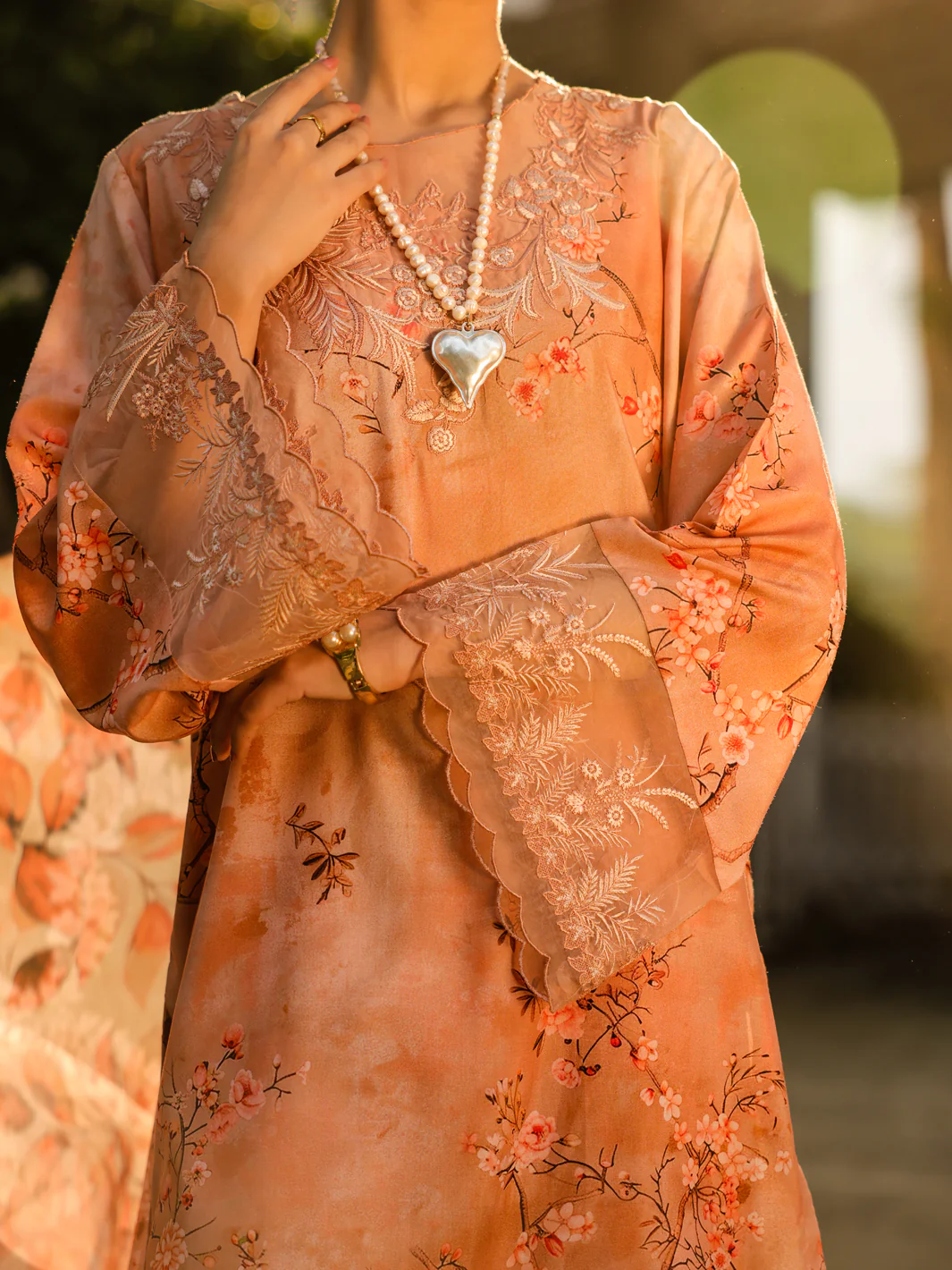 Peach Lawn 3Pc Unstitched - ALP-3PS-2463 - Image 2